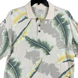 Blackwater Bay Hawaiian Camp Polo Shirt Size M Floral Resort Travel Golf Neutral